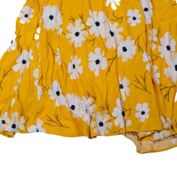 Madewell Button Front Midi Dress Ikat Floral Yellow Sundress Women’s Size 6 NWT - Picture 4 of 12